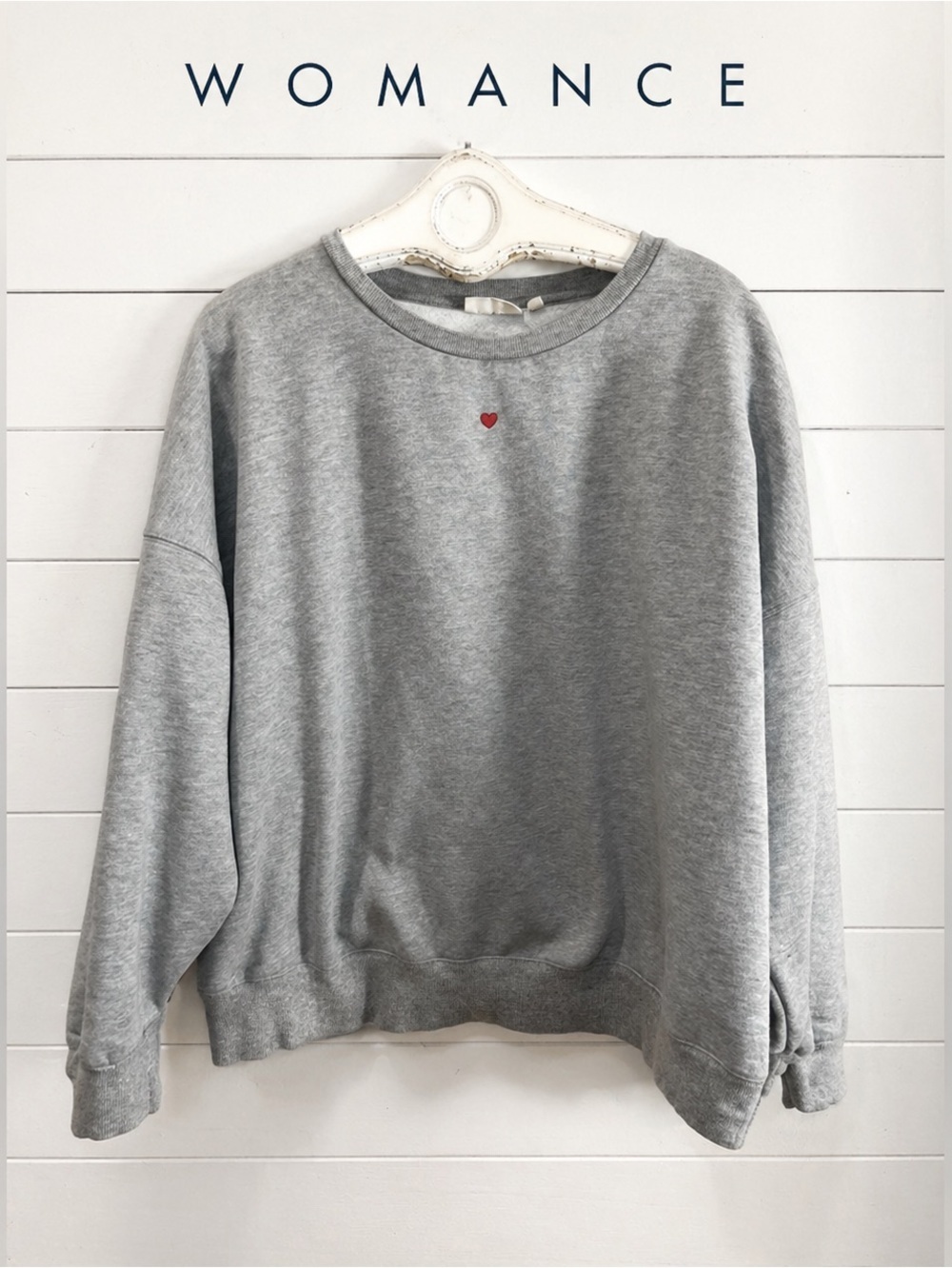 WOMANCE Sweatshirt 2X – Grey with Red Heart
